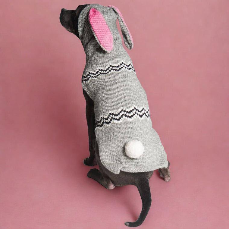Large Dog Wool Sweater - "Bunny Hoodie"
