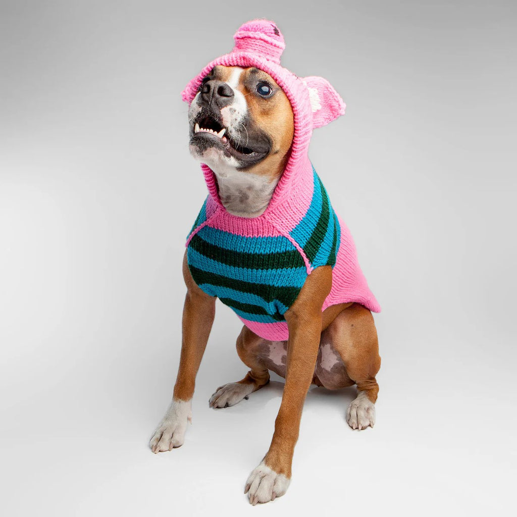 Large Dog Wool Sweater - "Piggy Hoodie"