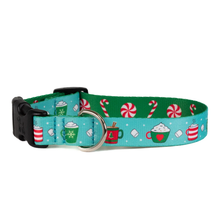 Christmas Cocoa Printed Dog Collar - 1" wide