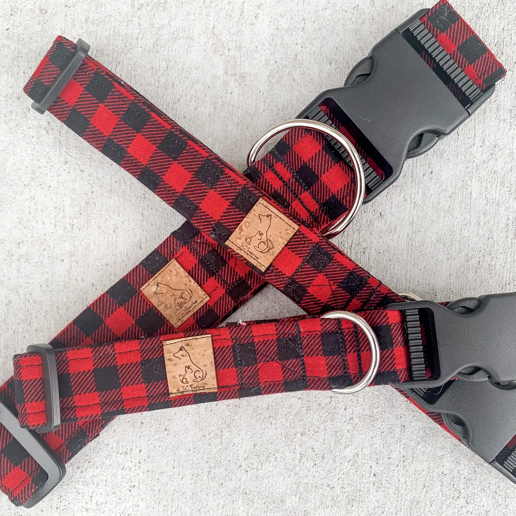 Red Buffalo Plaid Large Dog Collar