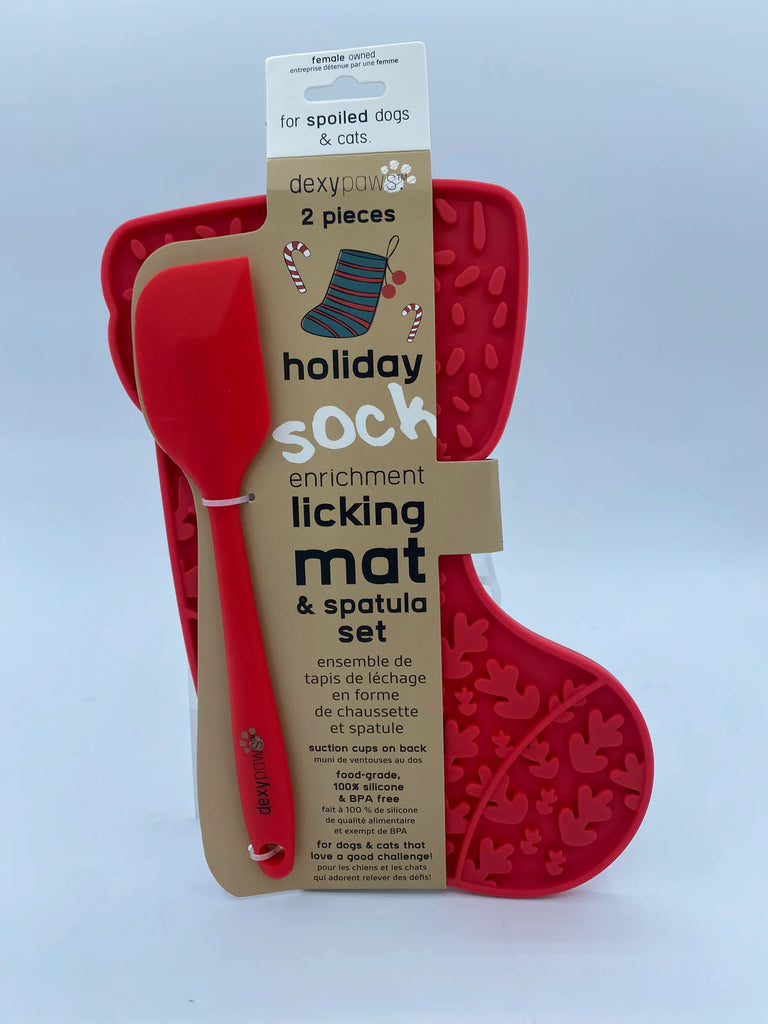 2 Piece Holiday Sock & Spatula Set Licking Mat