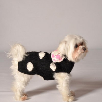 Large Dog Wool Sweater - "Black Polka Dot" - FINAL SALE