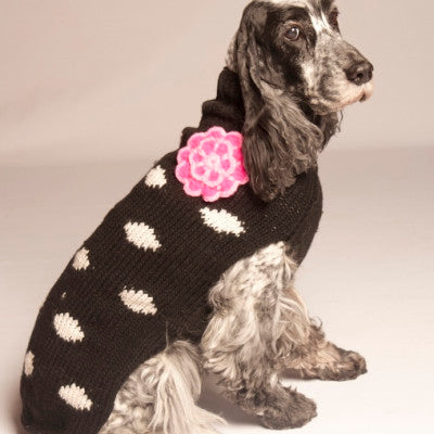 Large Dog Wool Sweater - "Black Polka Dot" - FINAL SALE