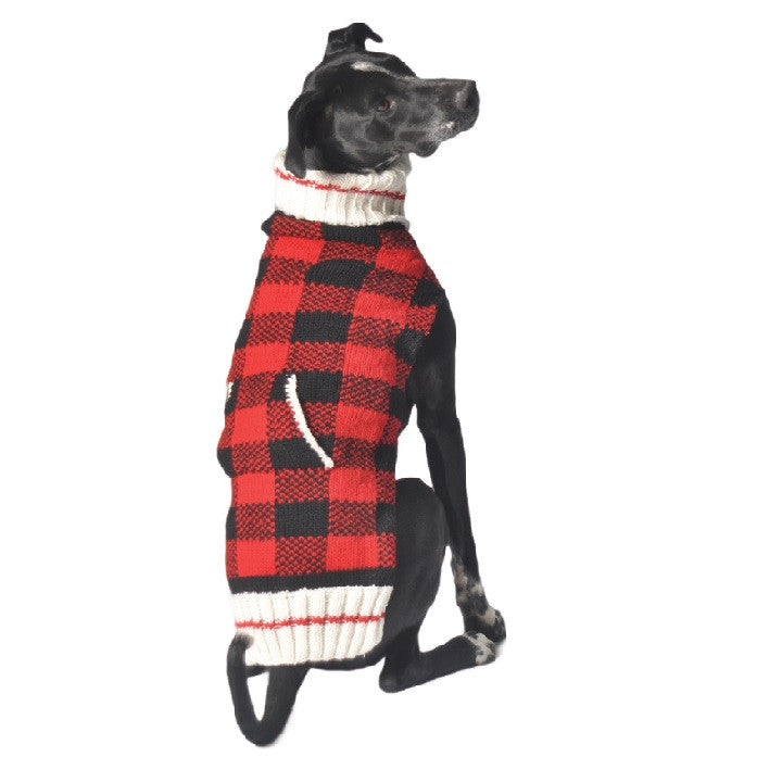 Large Dog Wool Sweater - "Buffalo Plaid"