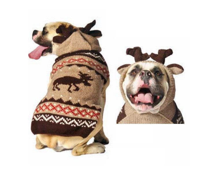 Large Dog Wool Sweater - "Moose Hoodie"