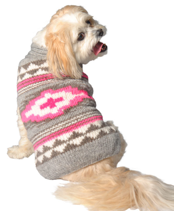 Large Dog Wool Sweater - "Pink Southwest" - FINAL SALE