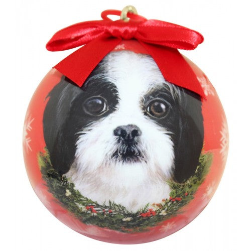 Christmas Ornament - Shih Tzu, Black & White Puppy Cut